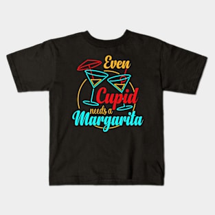 Even Cupid Need A Margarita Funny Valentines Day Kids T-Shirt